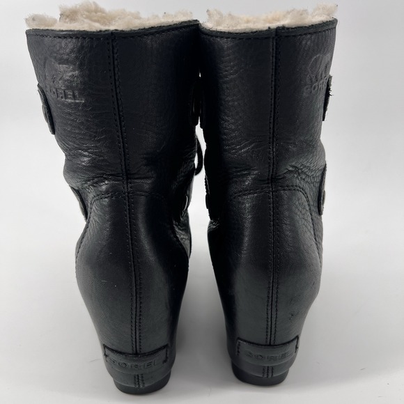 Womens Sorel NL2703 Joan of Arctic Wedge Mid Shearling Lace Up Boots Size 5 Moto - Picture 4 of 11
